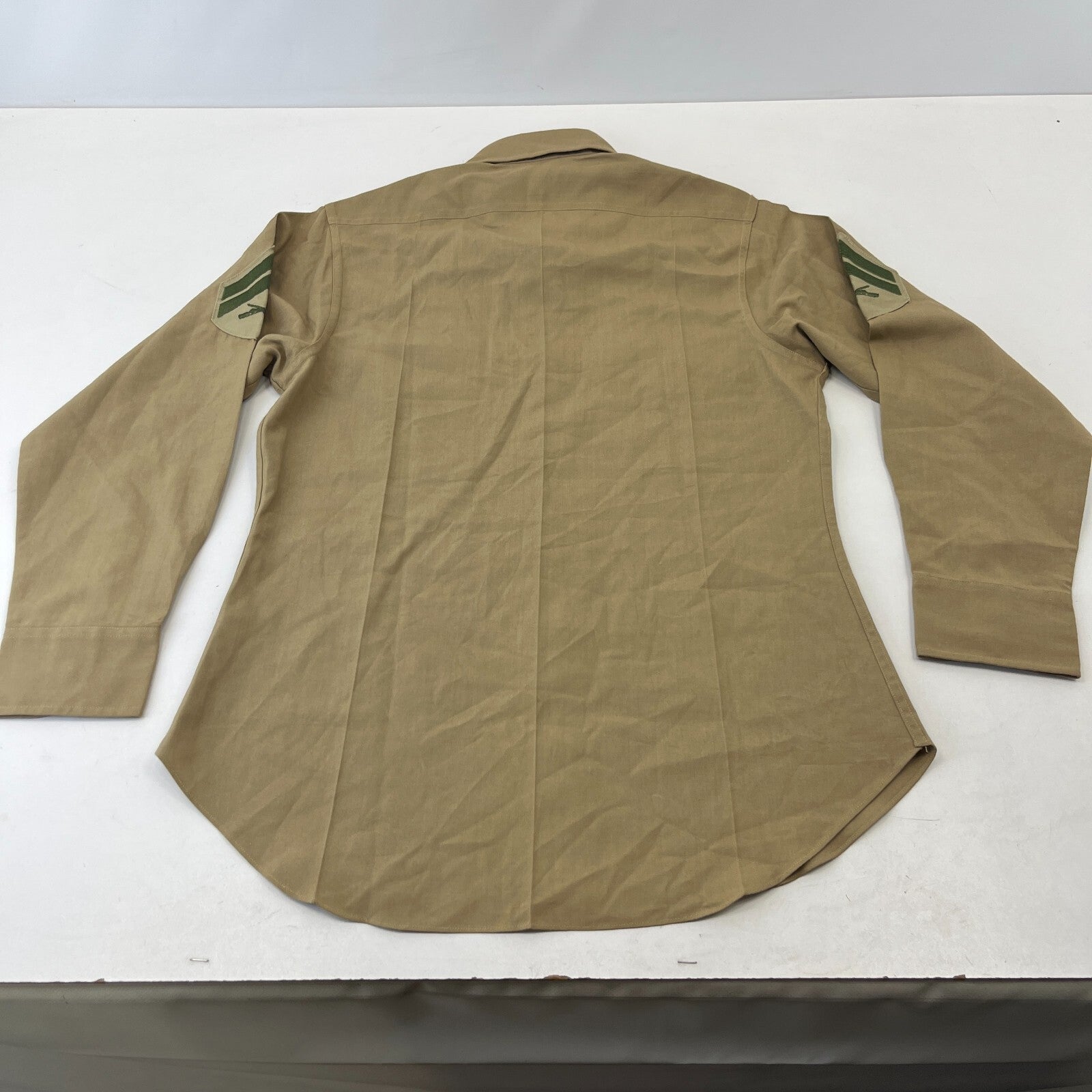 Vintage American Army Military Long Sleeve Shirt Khaki Brown size M