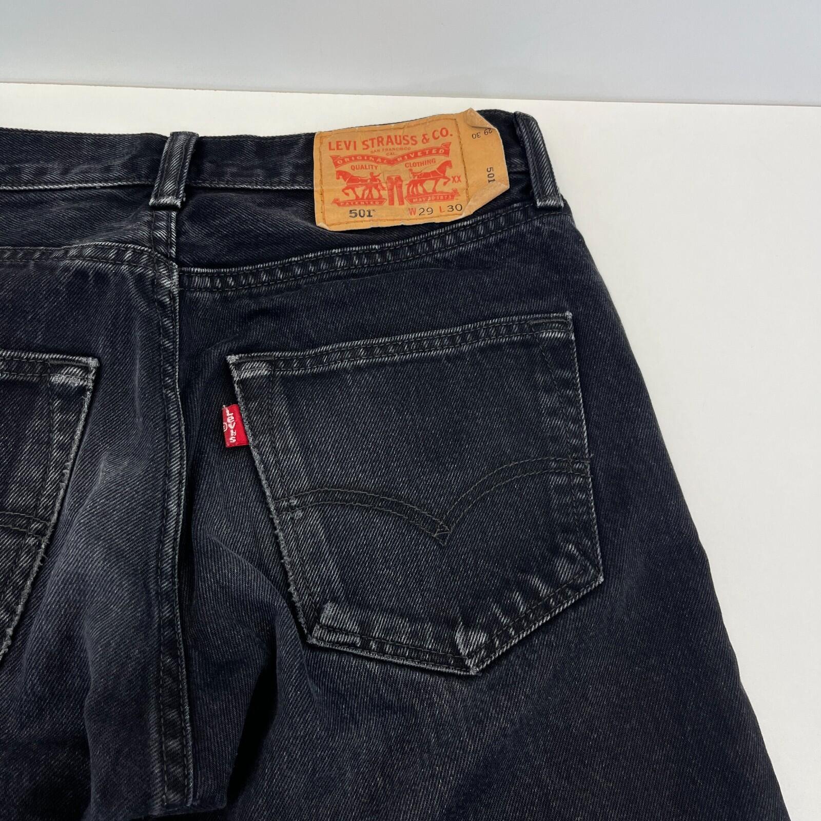 Levi 501 Jeans Black Denim Slim Straight Fit Women's W29" L30"