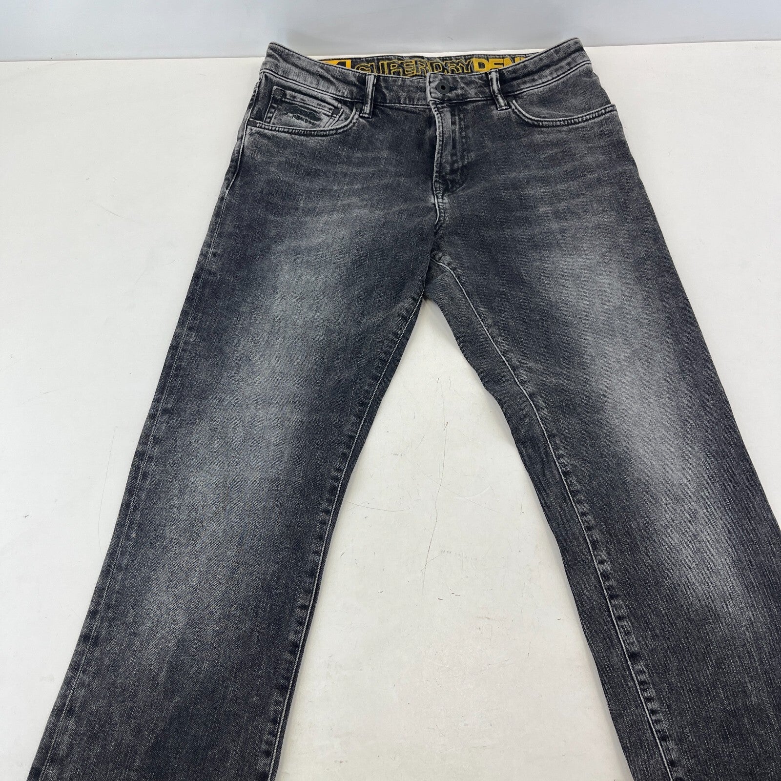 Mens SuperDry 04 Daman Straight Stretch Black Jeans W31" L31"