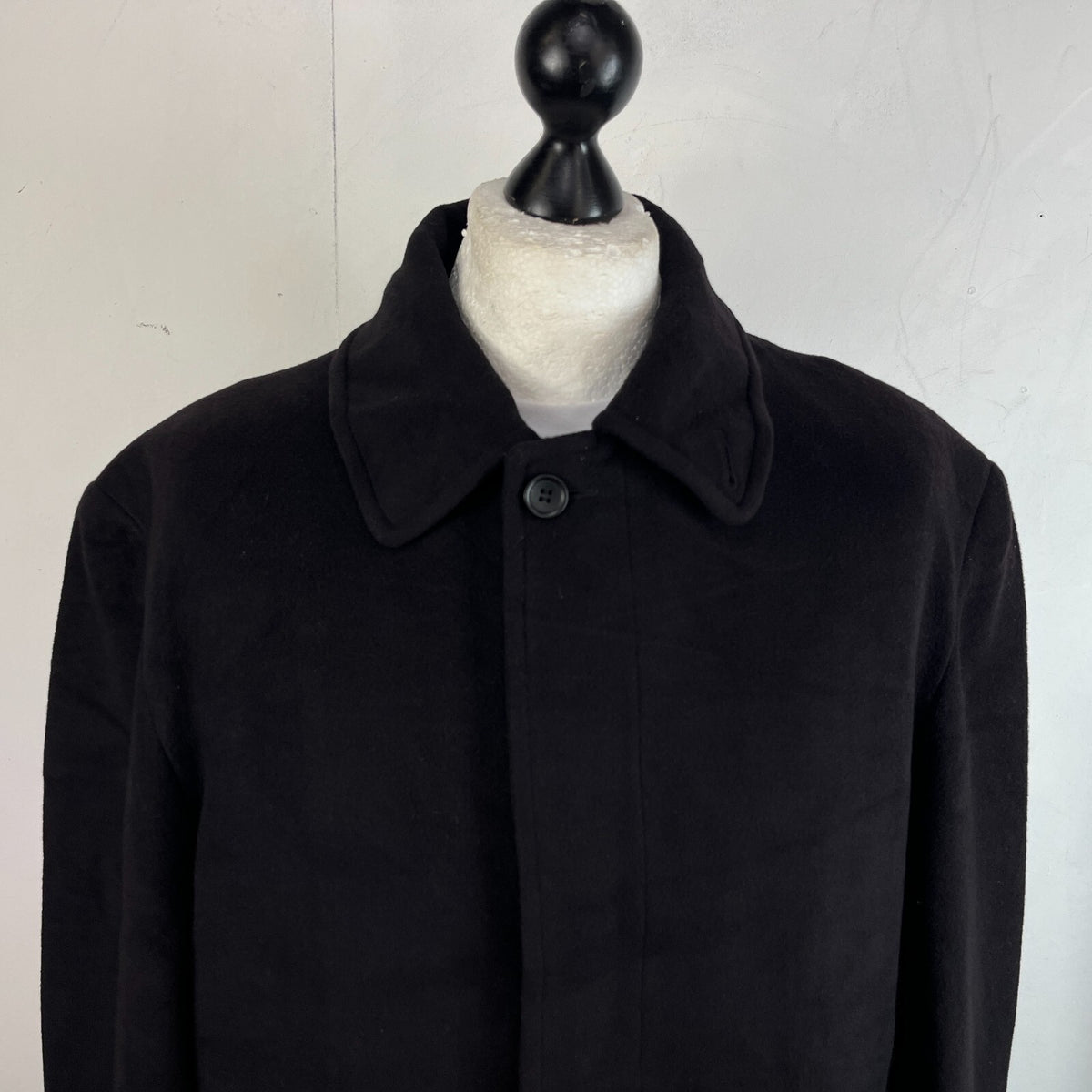 Marco Ricci Black Cashmere & Wool Overcoat Single Breast Made in Italy EU 52 (L)