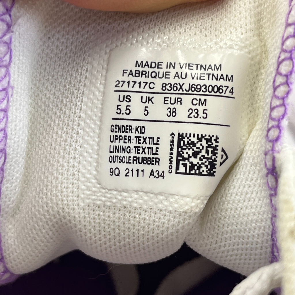 Converse All Star Platform Womens Trainers White & Purple size UK 5 EU 38
