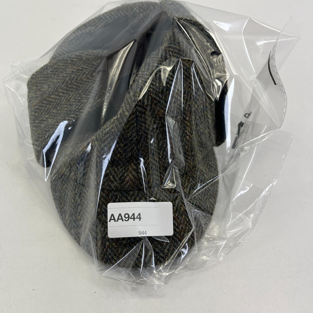 Harris Tweed Deerstalker Hat Cap Brown Herringbone size S/M Sherlock Holmes