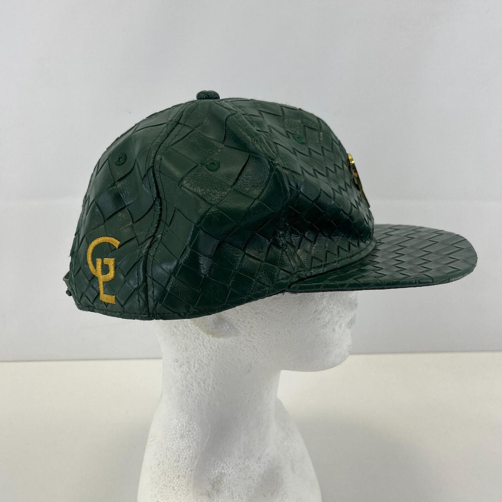 G London Adjustable Faux Leather Hat Cap Snapback in Dark Green