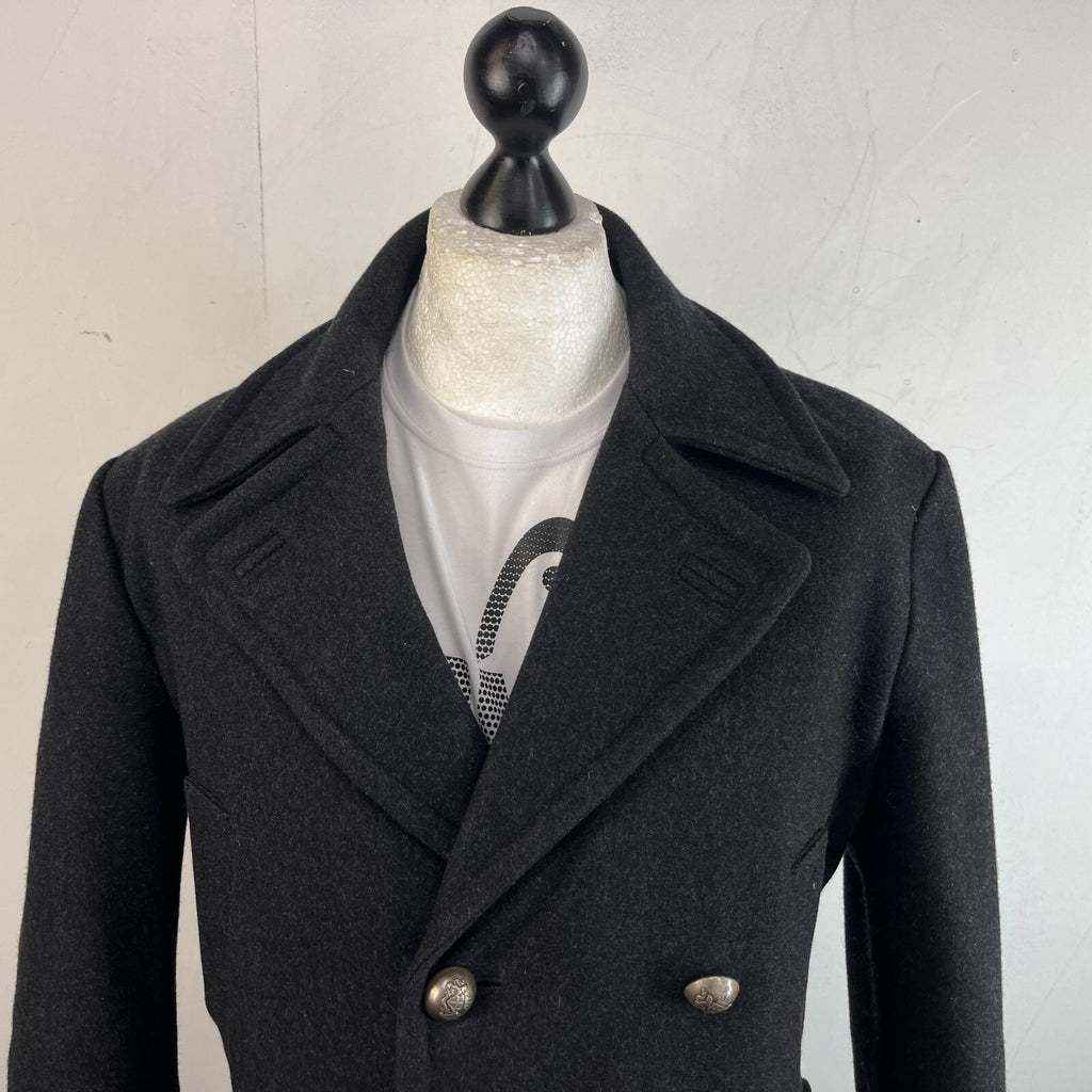 Hackett London Men's Double Breasted Peacoat Charcoal Grey size M