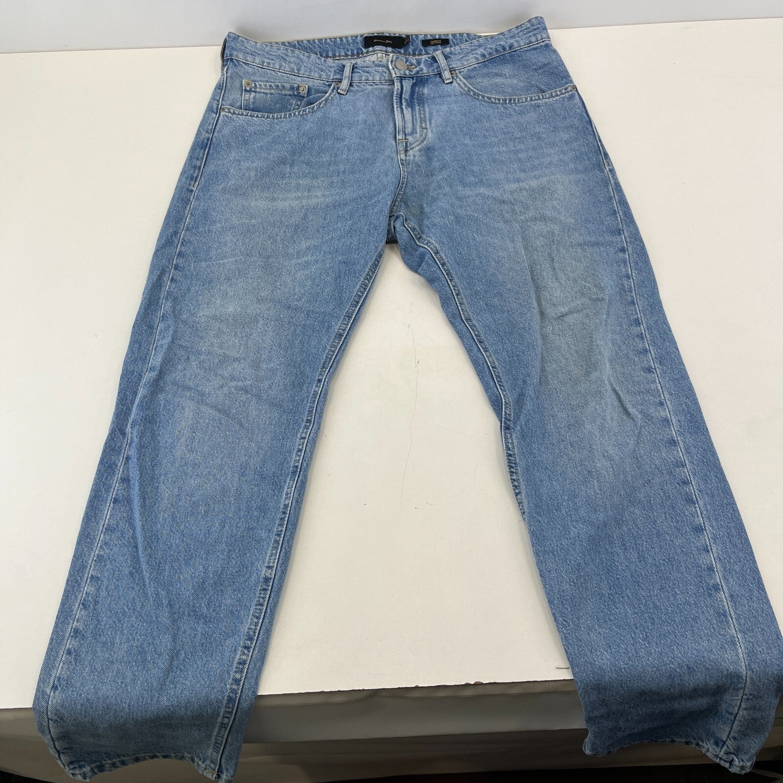 Massimo Dutti Men’s Jeans Mid Blue Denim Straight Leg 5-Pocket W36" L30"