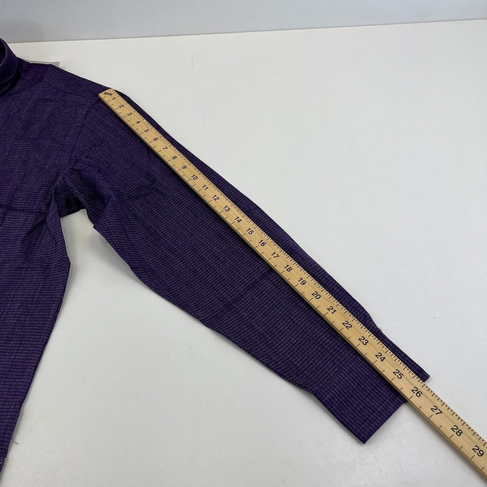 Cotton Valley Long Sleeve Shirt Purple Weave Button Down Collar UK size Large