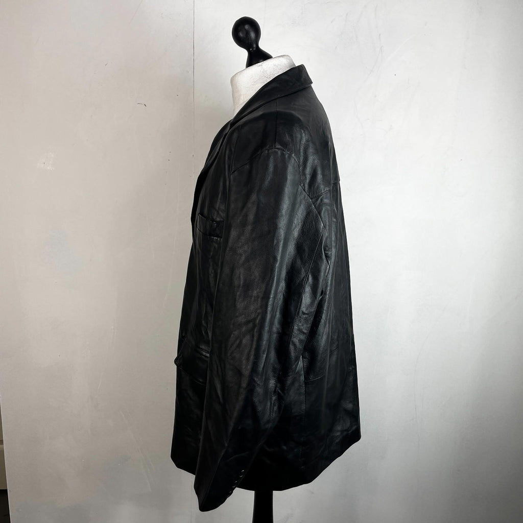 Calculus London Men's Soft Leather Jacket in Black size 2XL