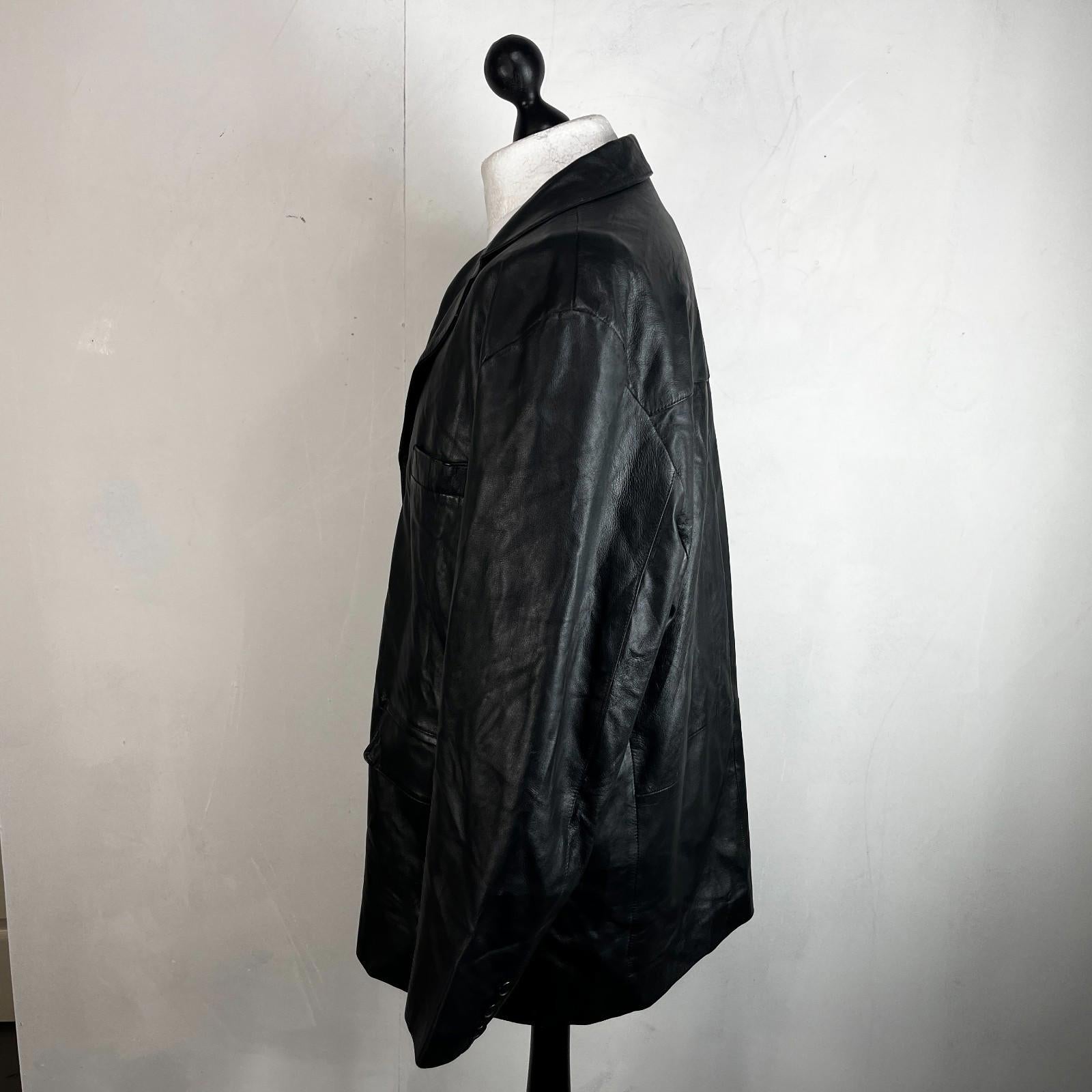 Calculus London Men's Soft Leather Jacket in Black size 2XL