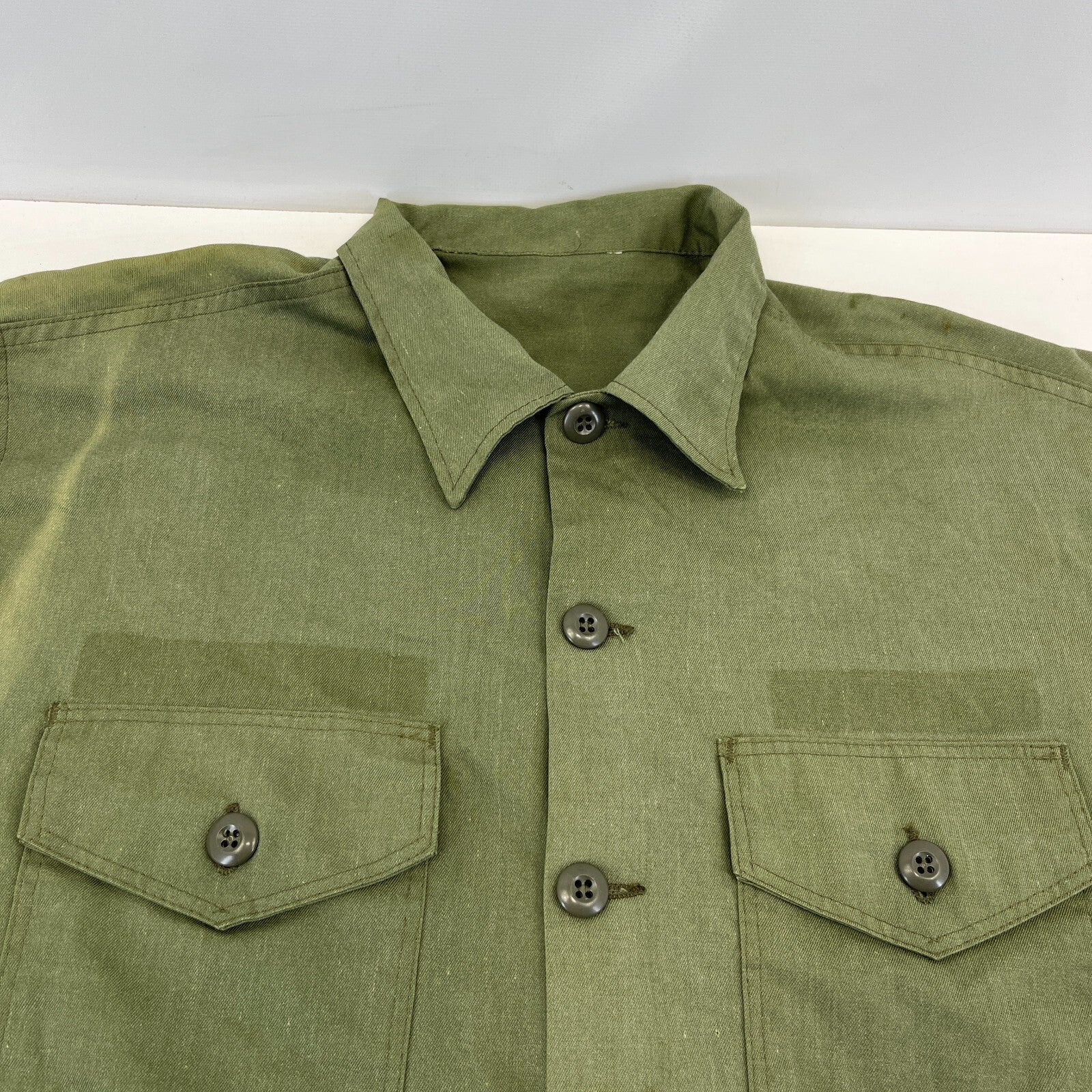Vintage 60s/70s Oklahoma DOC Shacket Jacket Heavy Shirt XL Khaki Green + Badges