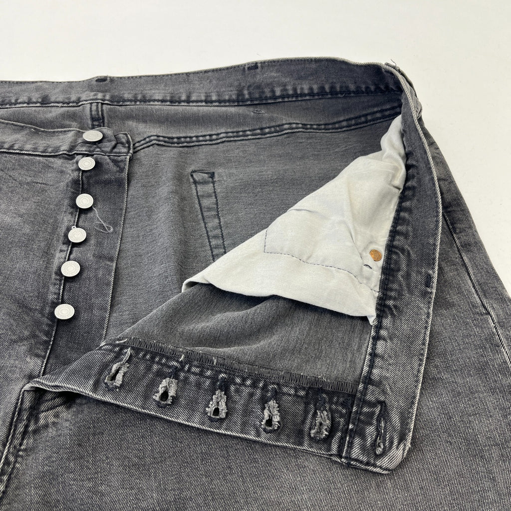 Levis 501 Premium Big E Mens Grey Jeans W46" L32" Straight Leg Button Fly