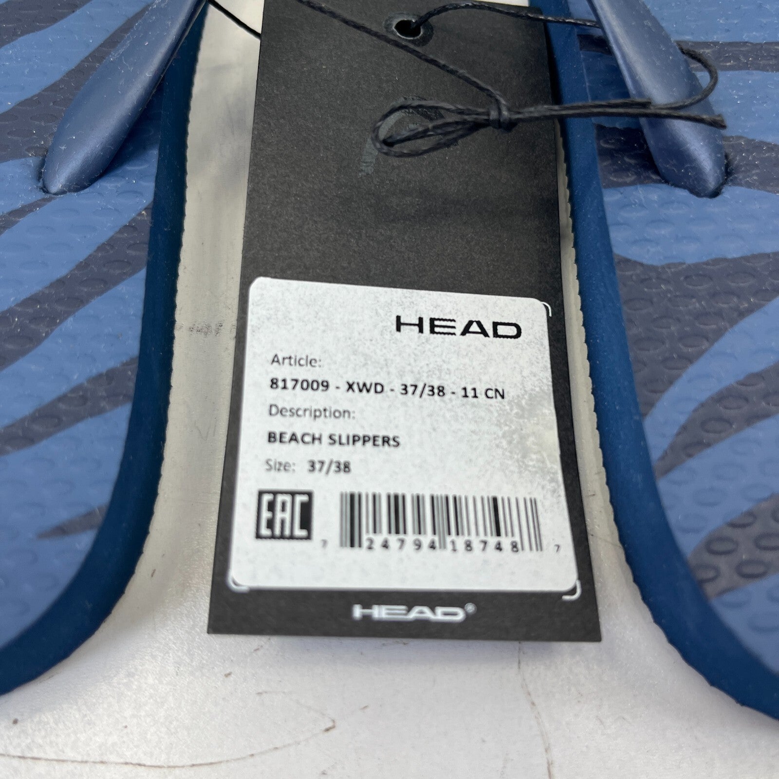 Head Flip Flops Beach Slippers Blue/Black Tiger Stripe Womens size UK 5 EU 37/38