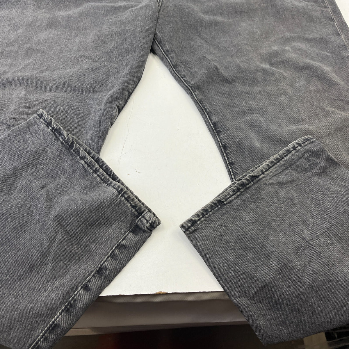Levis 501 Premium Big E Mens Grey Jeans W46" L32" Straight Leg Button Fly