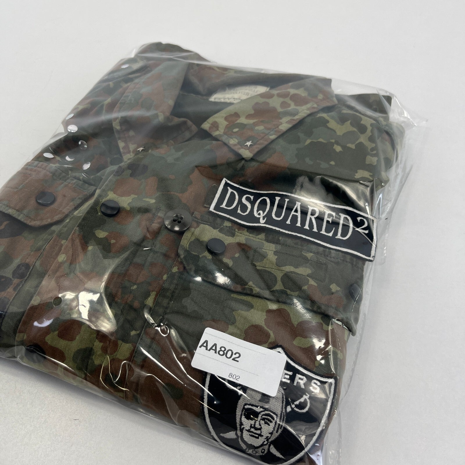 Vtg German Army Flecktarn Camo Custom Punk Jacket Combat Green Gr.2 (UK M)