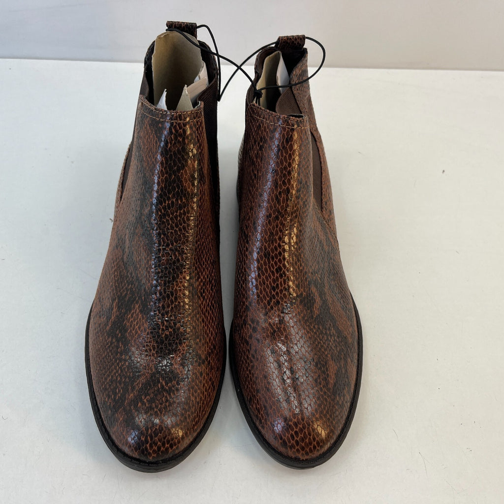 M&S Women’s Vegan Faux Snakeskin Almond Toe Ankle Chelsea Boots Brown UK 8 EU 42