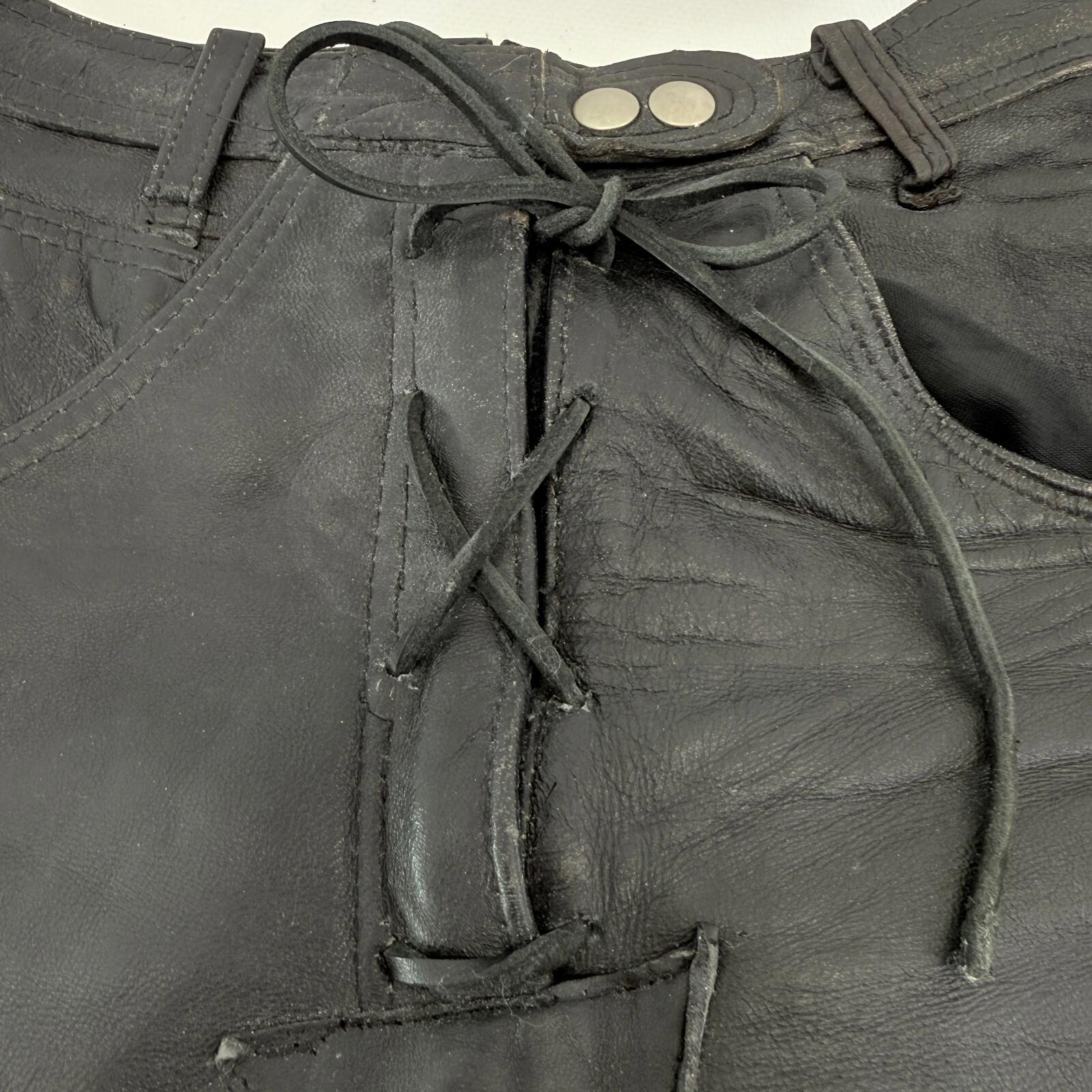 Vintage G.MAC Scottish Leather Jeans Trousers Super Skinny W24" L30" Lace Up Fly