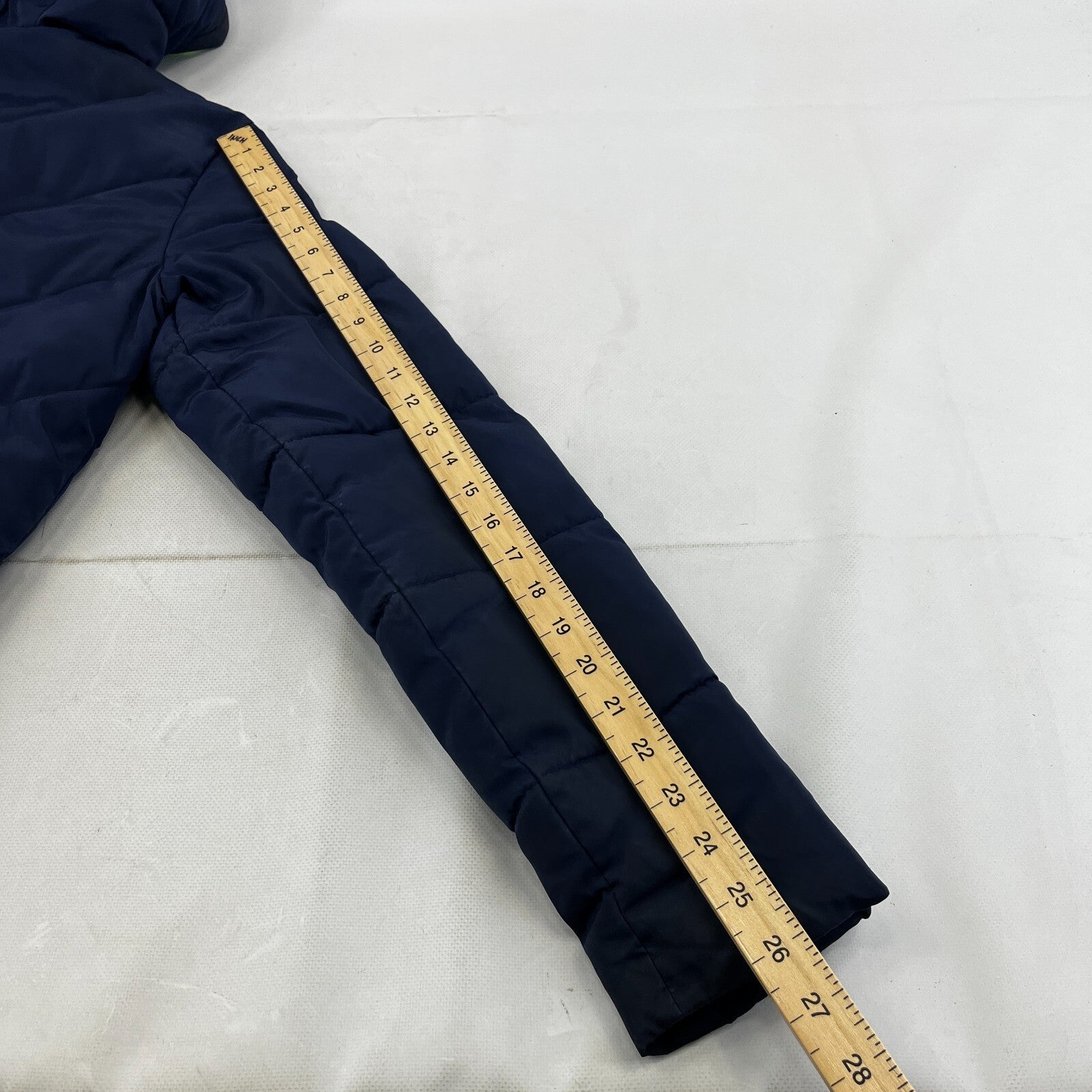 Superdry Navy Blue & Green Puffer Jacket with Hood size XS