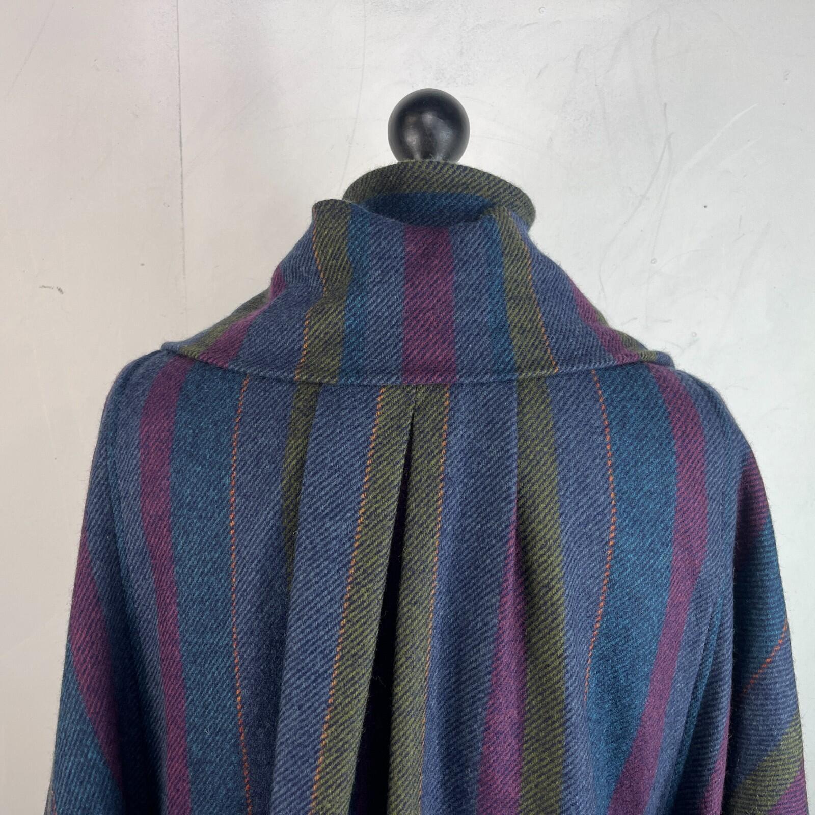 Avoca Collection Cape Coat Poncho Cloak size M Blue/Purple/Green +Attached Scarf