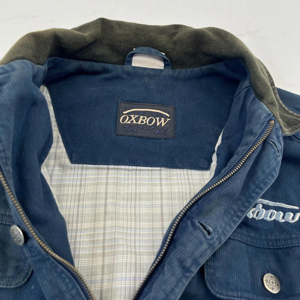 Oxbow Corduroy Trucker Chore Jacket US size L Blue Long Sleeve 100% Cotton