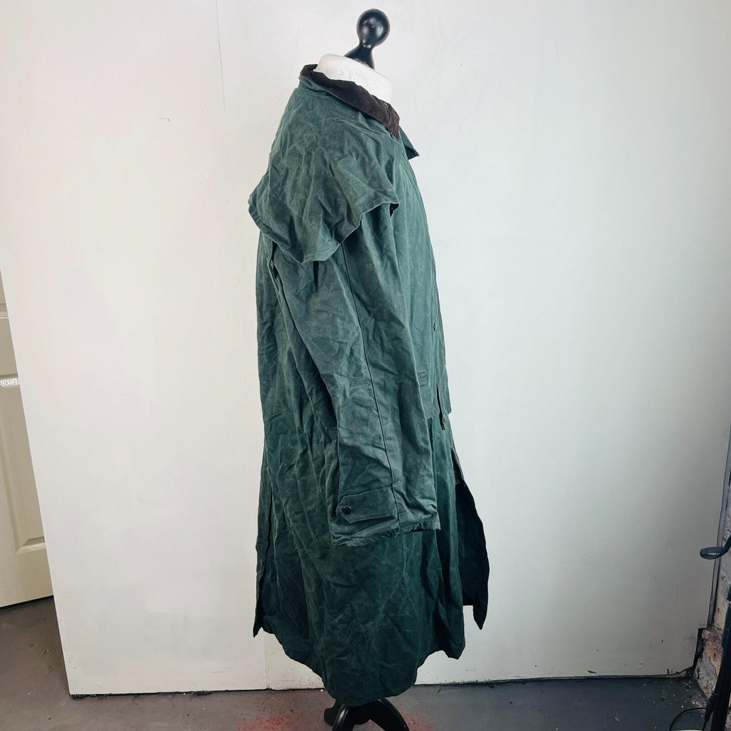 Chiori Women's Waxed Cotton Stockman Weather Jacket Green Long Riding Coat UK XL