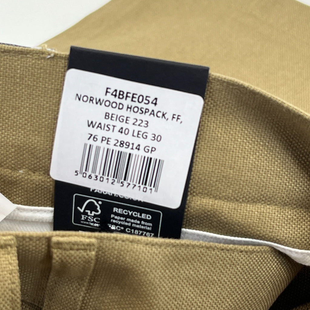 Farah Norwood Hopsack 100% Cotton Trousers Regular Fit W40" L30" Khaki Beige