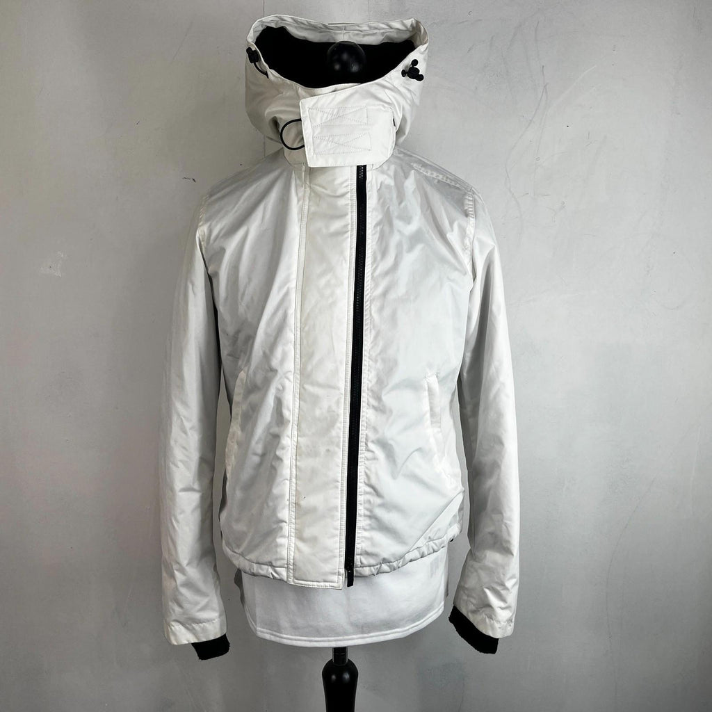 Superdry Women's Waterproof Jacket UK size 14 in White Insulated Hooded Coat