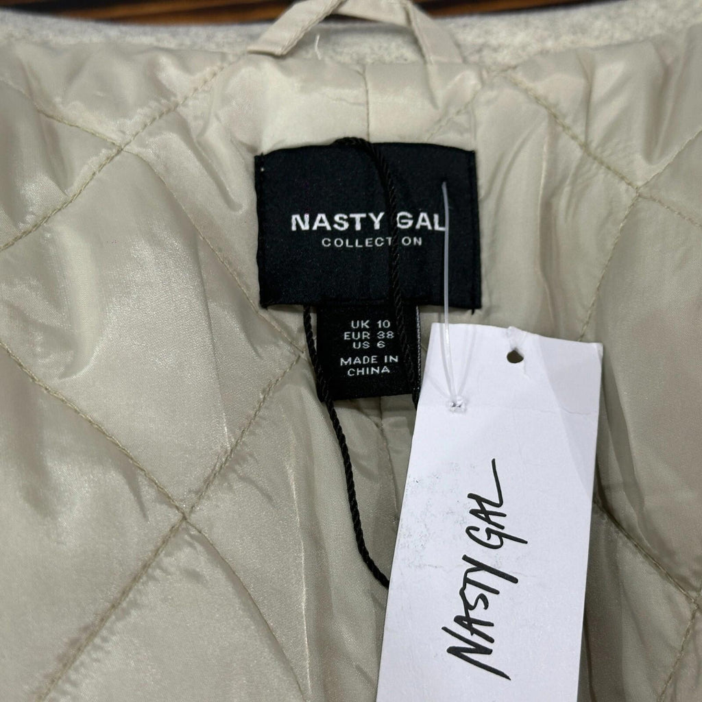 Nasty Gal Oversized Coat Jacket in Cream UK size 10 - Quilt Lined & Super Soft