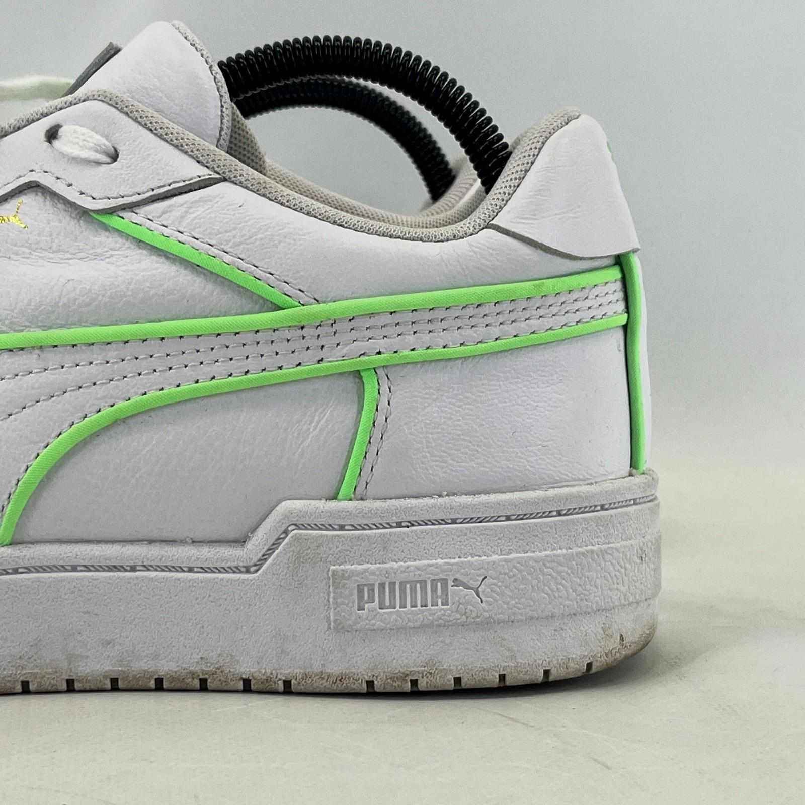 Puma Women's White Trainers with Fluoro Green Piping UK size 7 EUR size 40.5