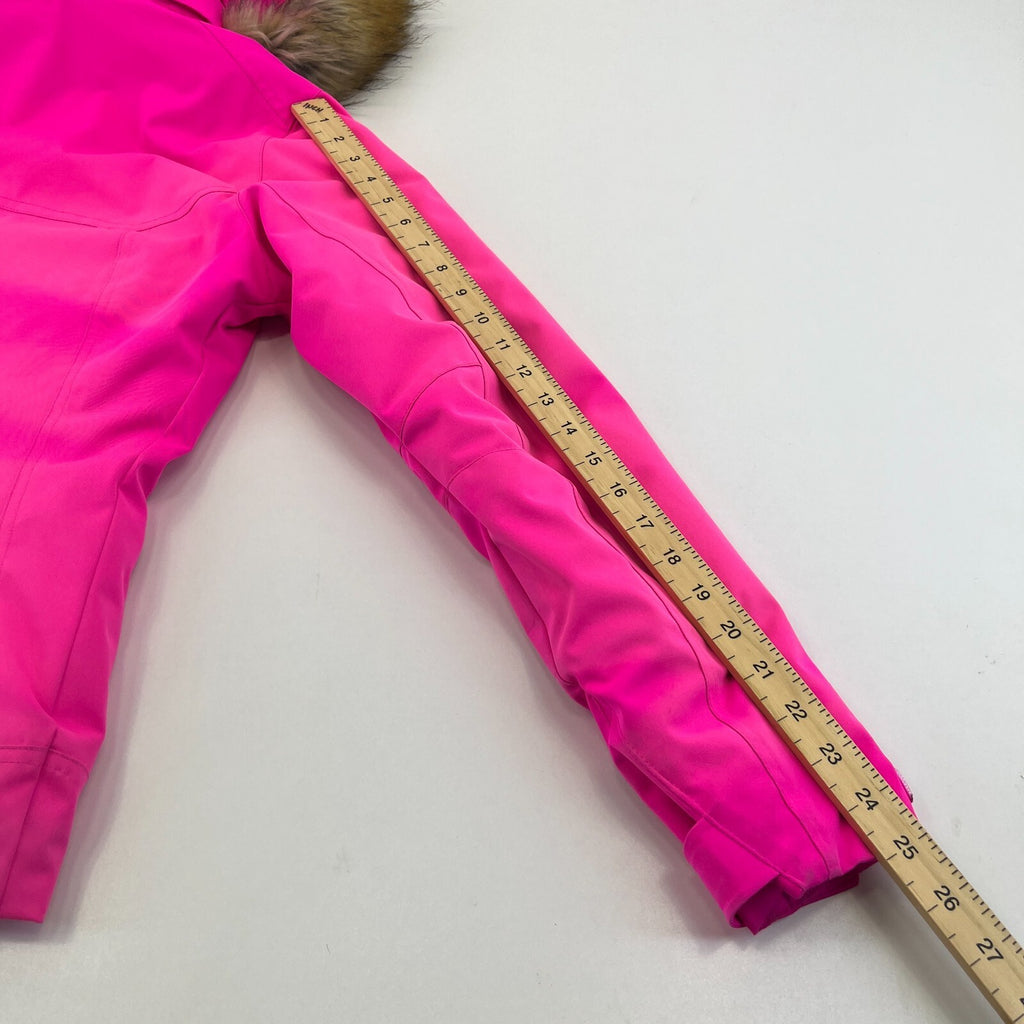 Degre 7 Women's Ski Jacket in Bright Pink with Faux Fur Fringe Hood size 38/S