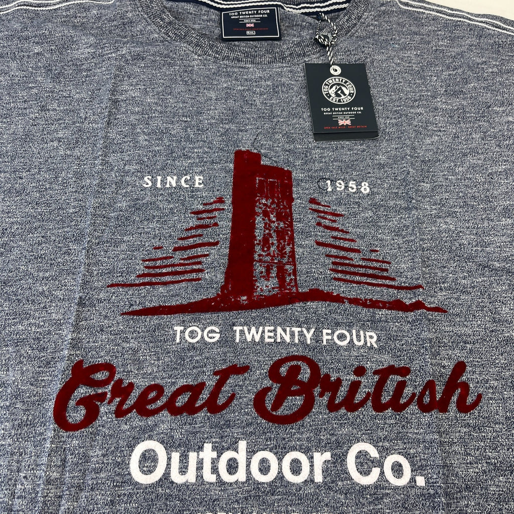TOG 24 Men's T-Shirt Blue Graphic Print 100% Cotton size 5XL