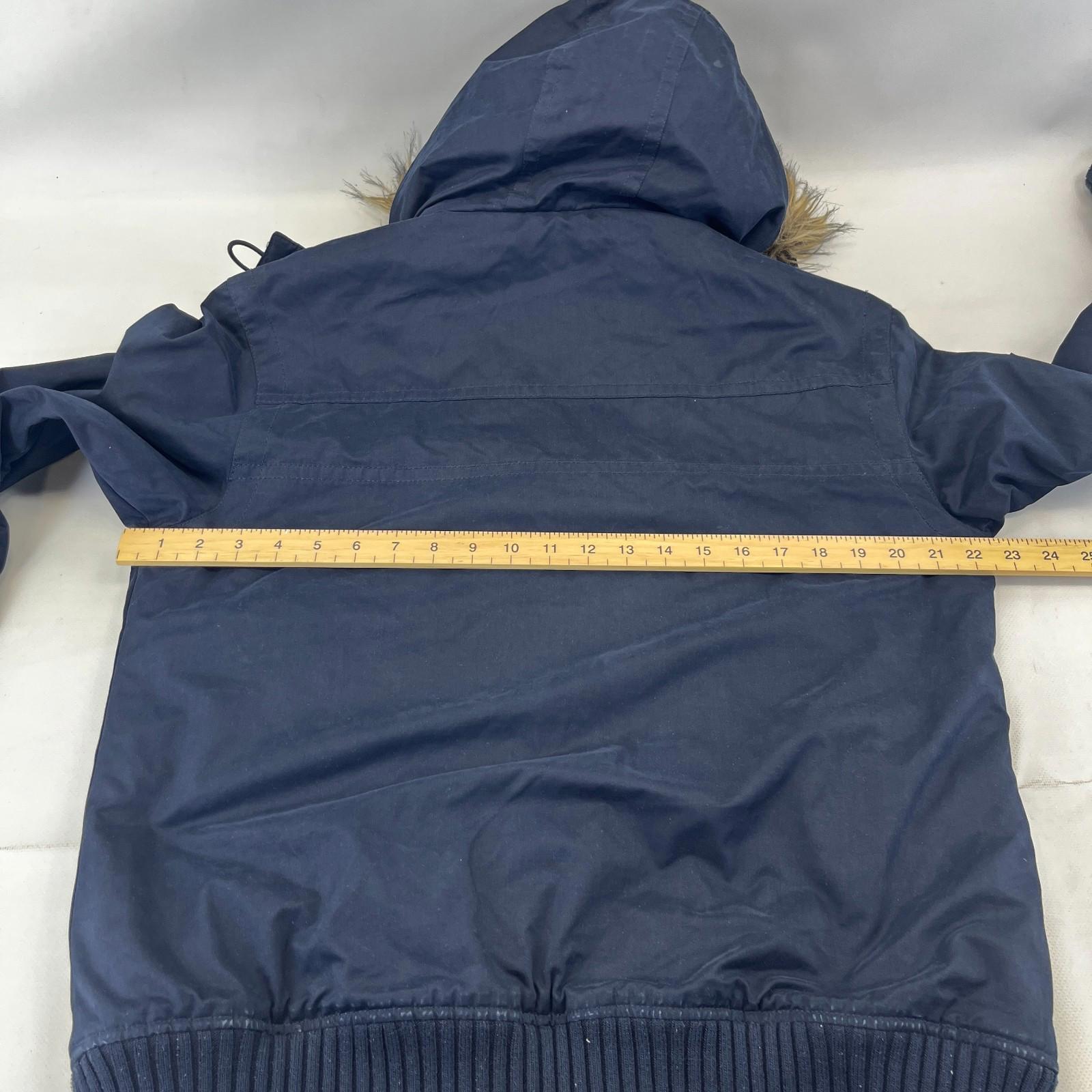 SuperDry Mens Windbomber Bomber Jacket size Large Hooded in Navy Blue Microfibre