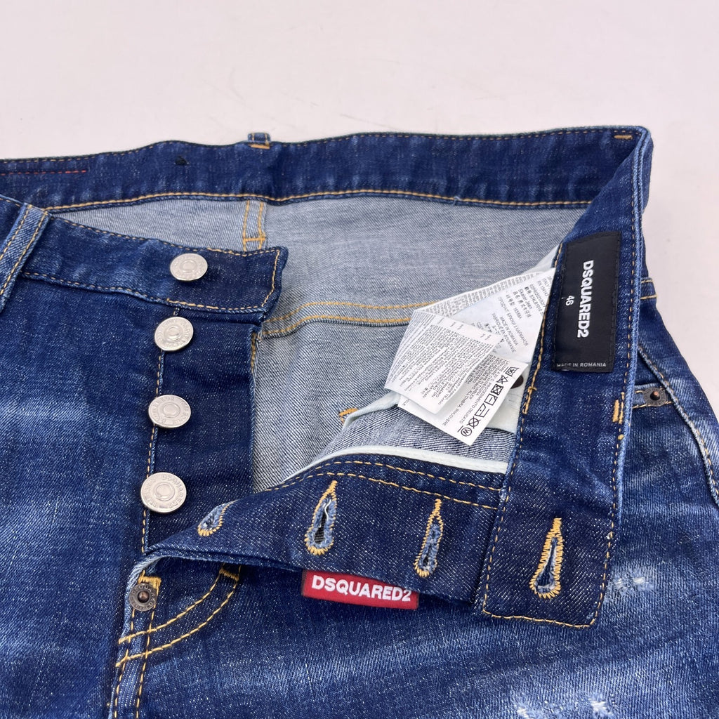 DSquared2 S74LB1010 Original Straight Fit Jeans size 46 W32" L29" Blue Distress