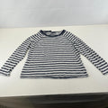 M&S Women's Crew Neck Top White & Navy Blue Striped Long Sleeve size 16 - New