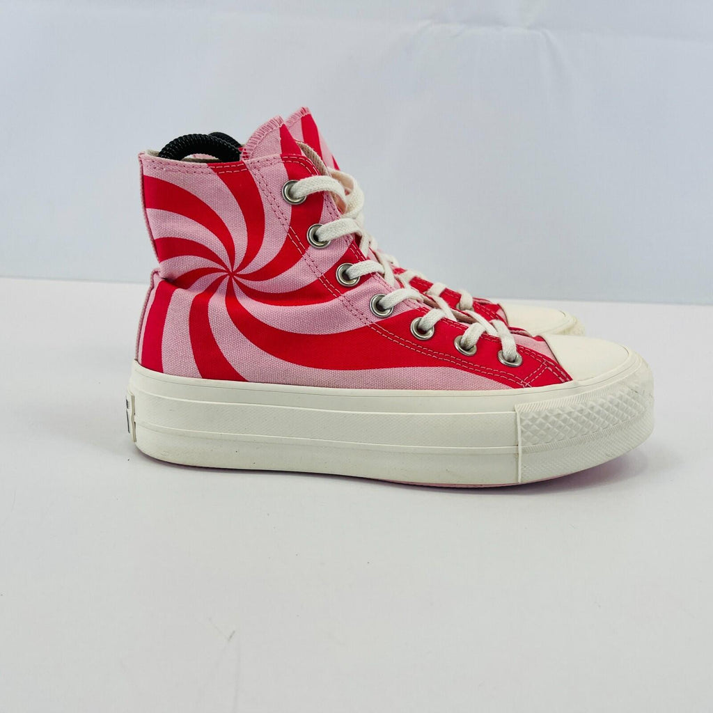 Converse All Star Chuck Taylor Hi-Top Pink/Red Strawberry Swirl Trainers UK 3