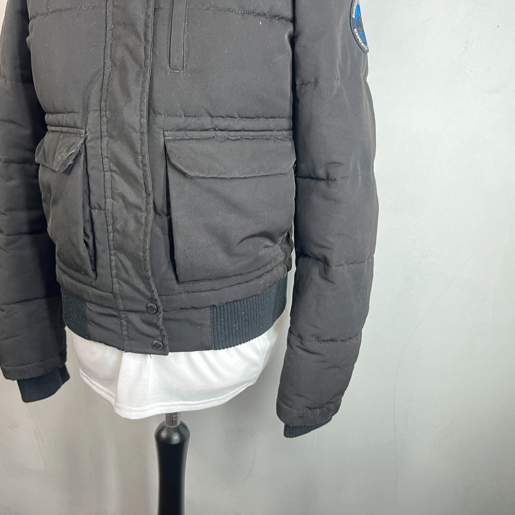 Superdry Everest Mountain Parka in Black with Hood UK Women's size 12