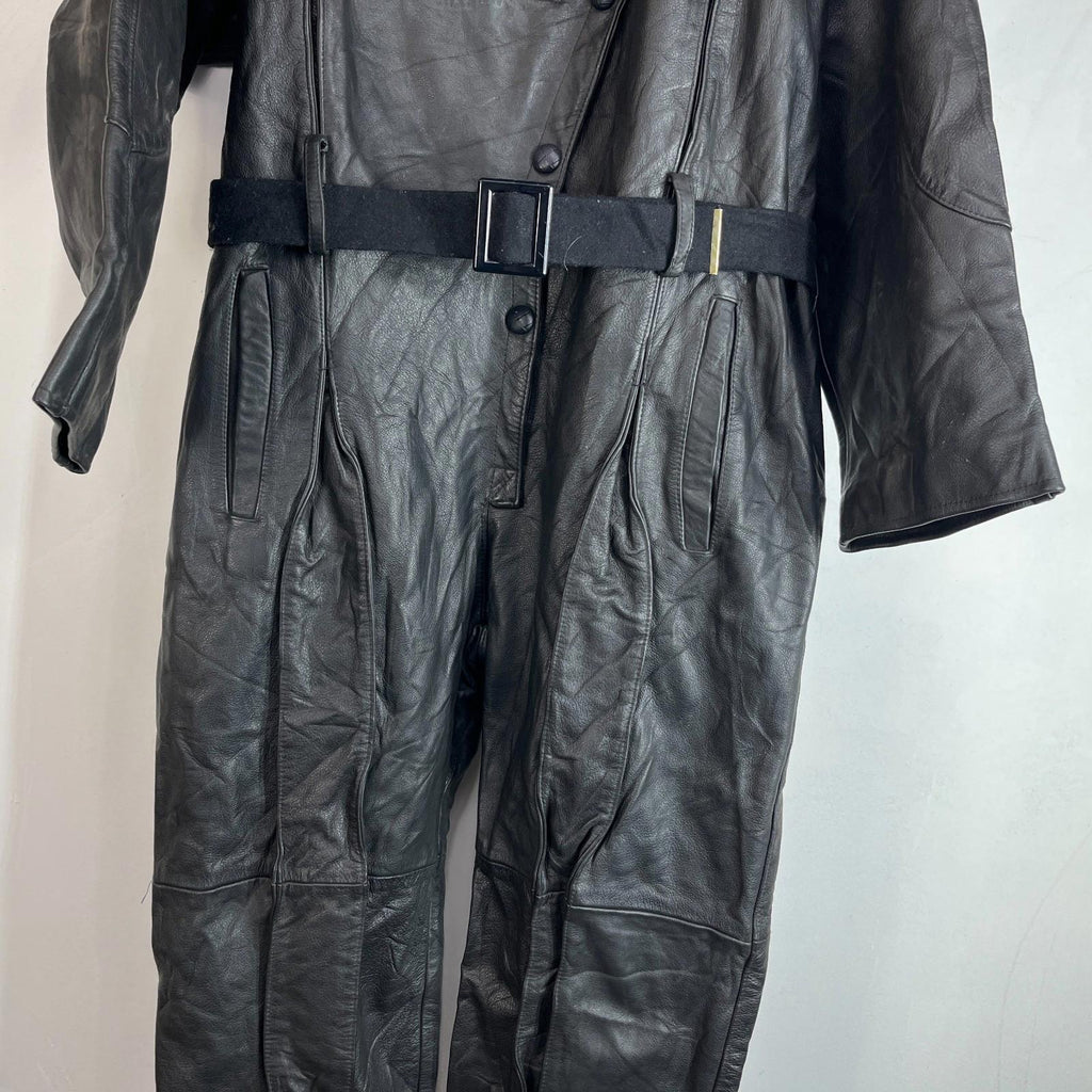 Super Rare Post WWII Military Motorcycle 1 Piece Leather Suit with Belt