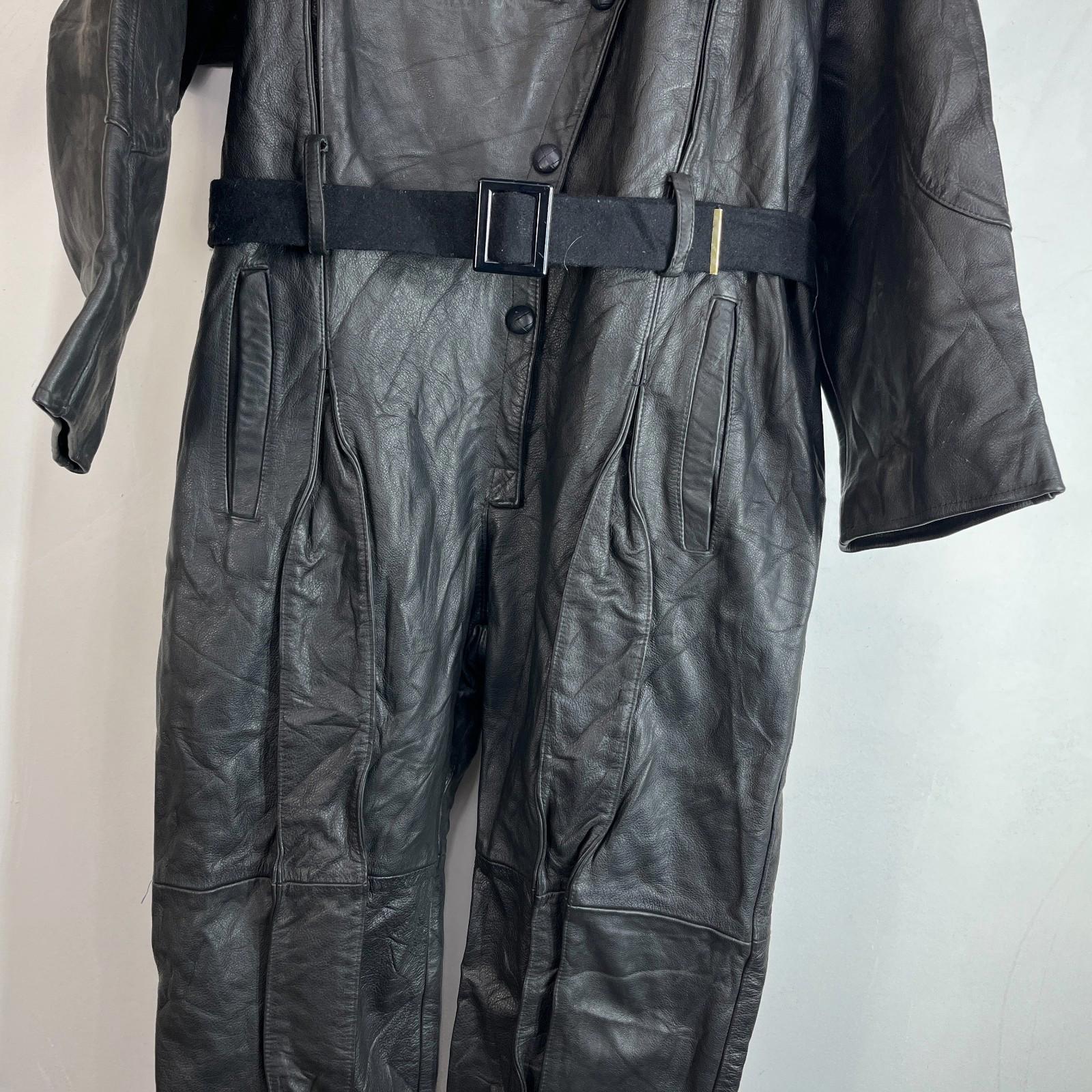 Super Rare Post WWII Military Motorcycle 1 Piece Leather Suit with Belt