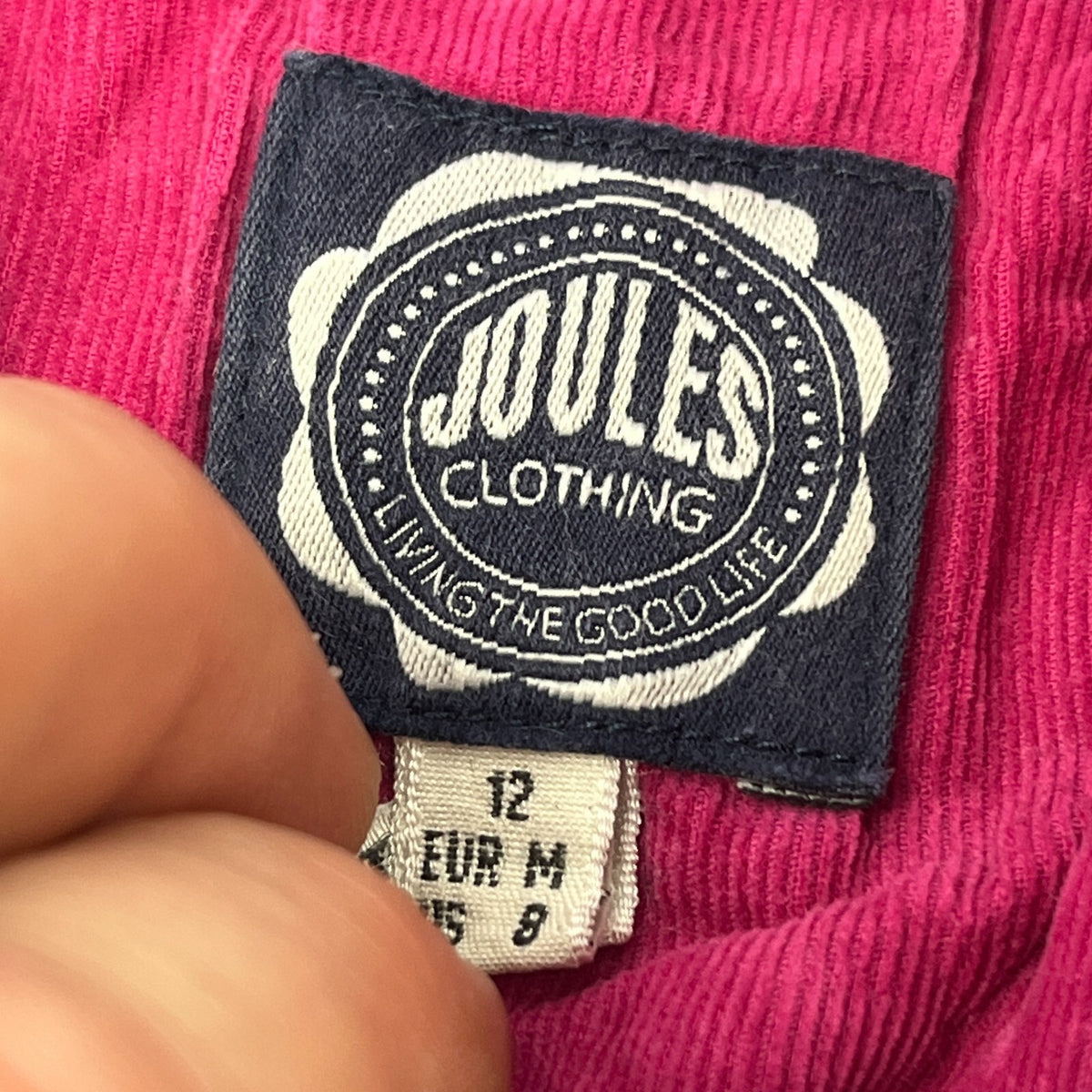 Joules White & Pink Striped Rugby Polo Shirt Distressed Long Sleeve Womens UK 12