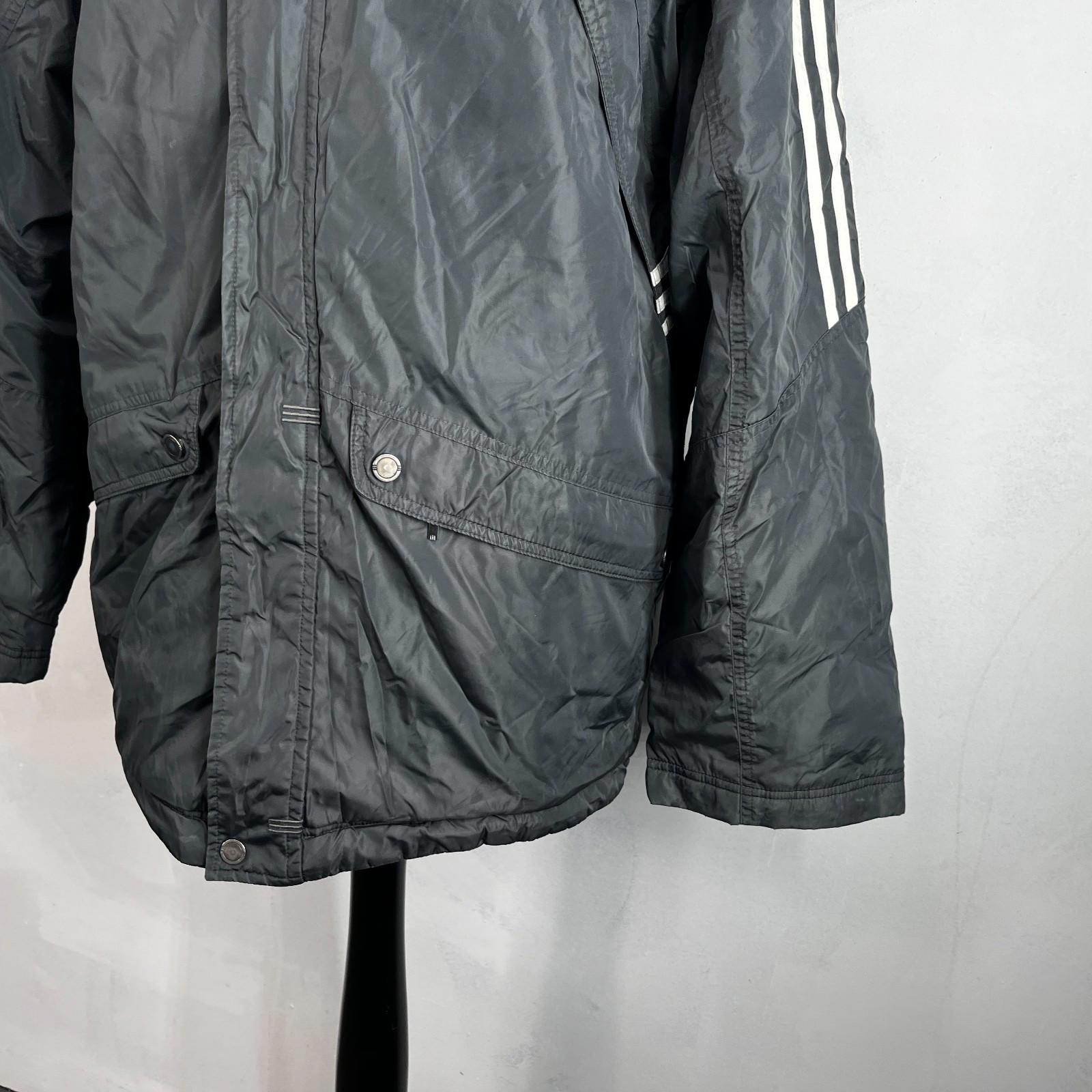 Adidas Men's Quilted Coach Jacket in Dark Grey - size Medium Oversized