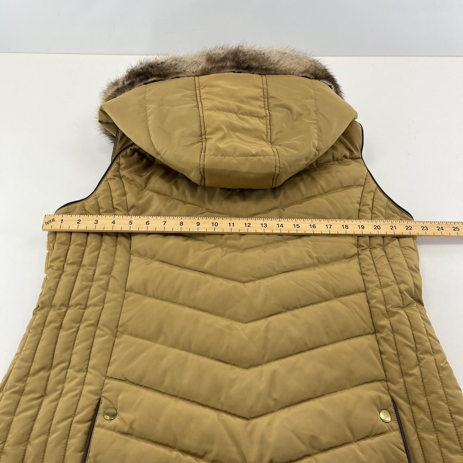 Joules Warm Welcome Collection Quilted Gilet with Faux Fur Collar Brown size 20
