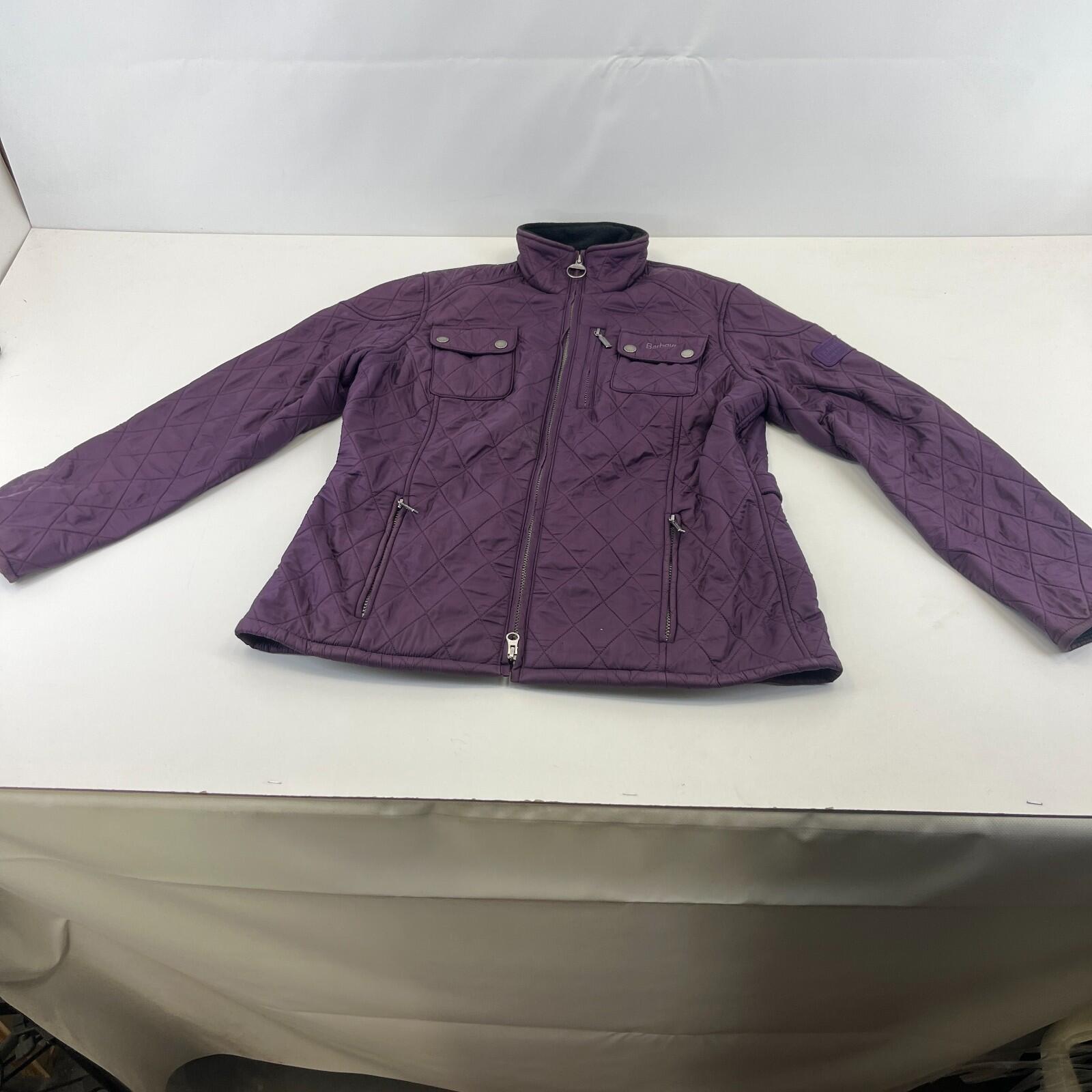 Barbour International Women's Quilted Jacket in Purple size 14 Fleece Lined