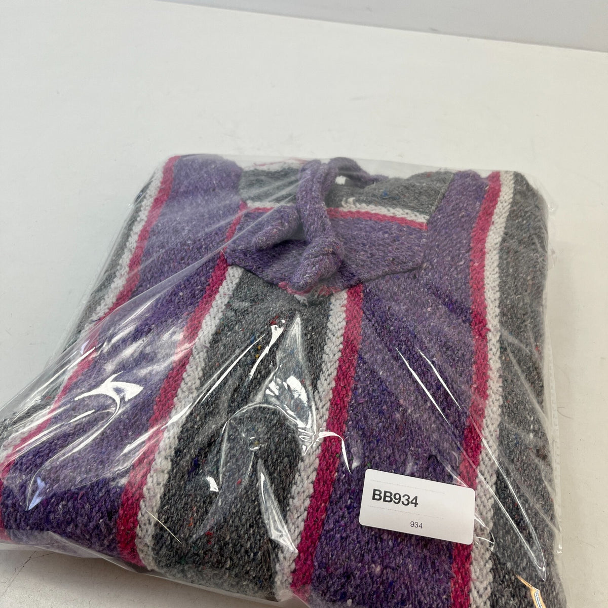 Genuine Mexican Baja Hoodie Pullover Hippie Festival Purple/Grey size XL