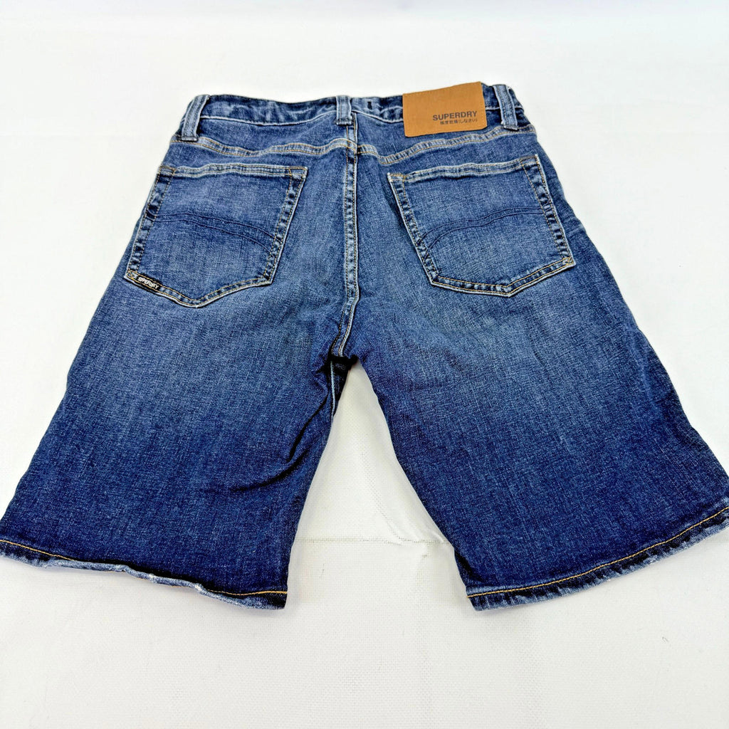 Superdry Tyler 003 Shorts Mens W28" L10" Blue Denim Slim Stretch Zip Fly