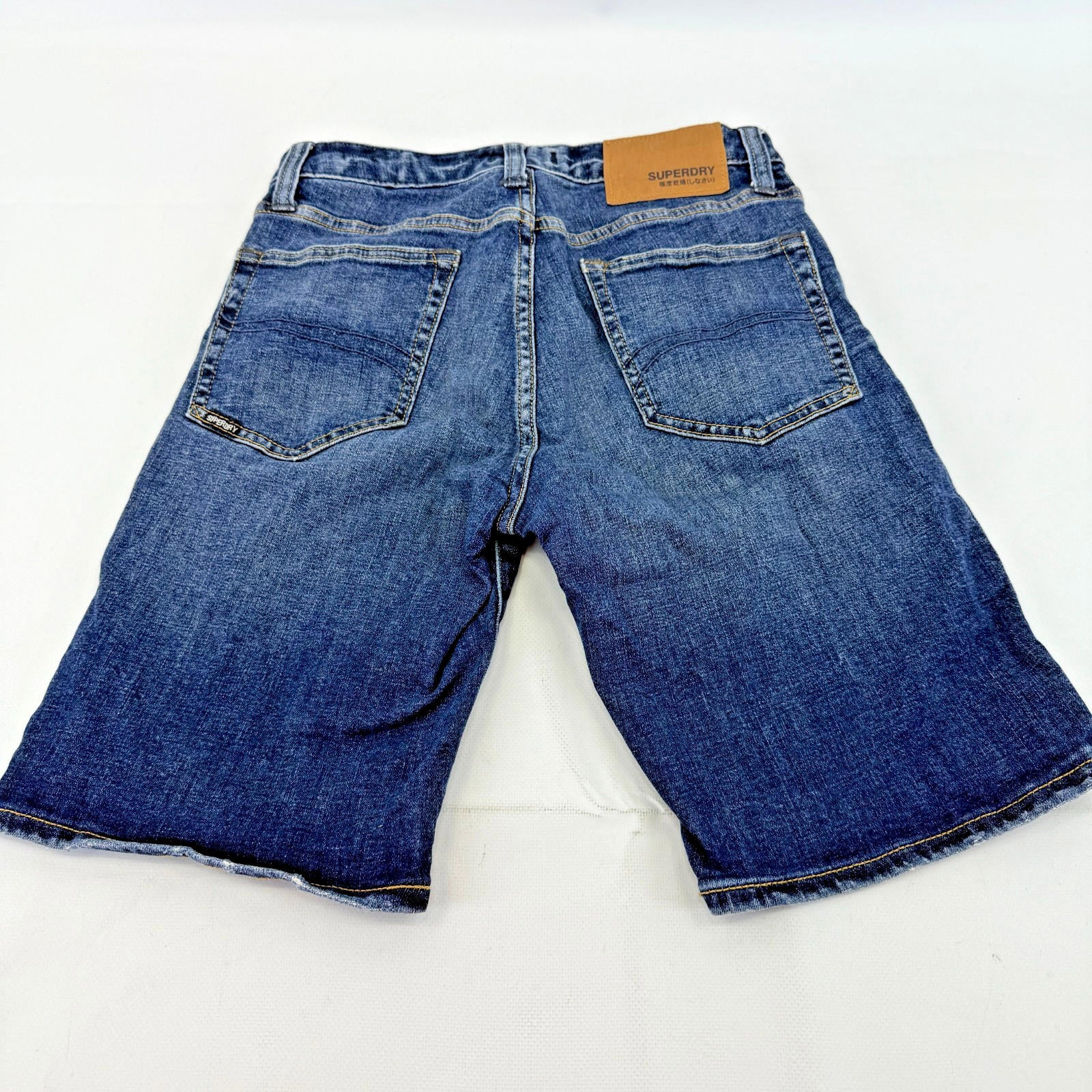Superdry Tyler 003 Shorts Mens W28" L10" Blue Denim Slim Stretch Zip Fly