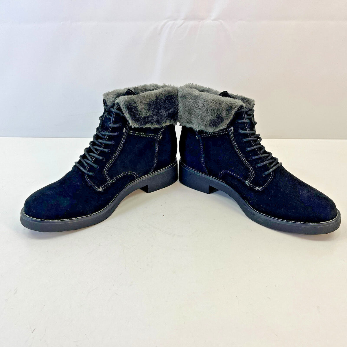 M&S Footglove Wide Fit Suede Leather Ankle Boots w/ Fur Collar UK 5.5 RRP £65.00