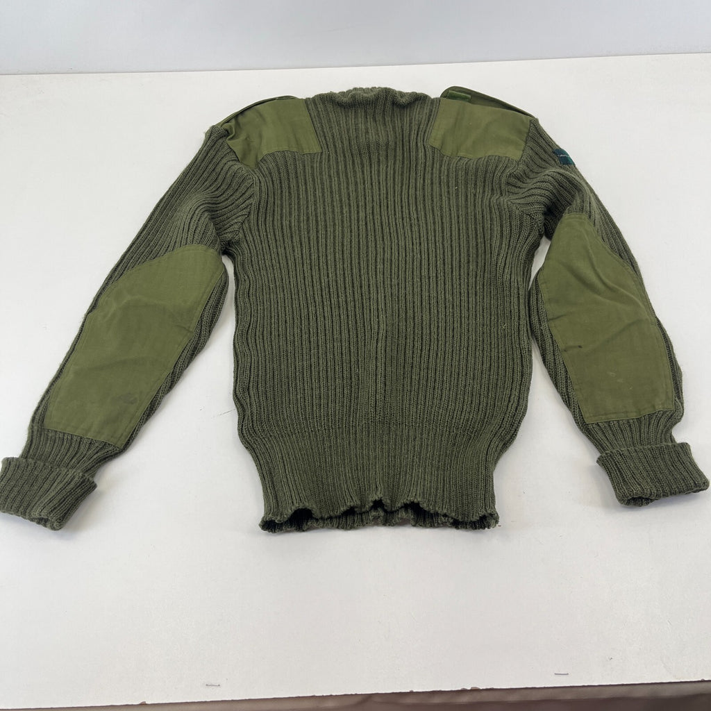 British Army Surplus RSM WO1 ASM Olive Green Wool Jumper with Badges size 2 (M)