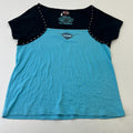Harley Davidson Vintage Women's Embroidered T-Shirt 1990’s Blue/Black size L