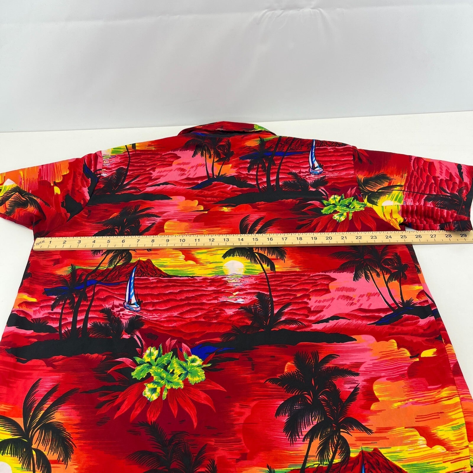 Loud Men's Red Floral Palm Hawaiian Shirt Designer Holiday Short Sleeve size XL