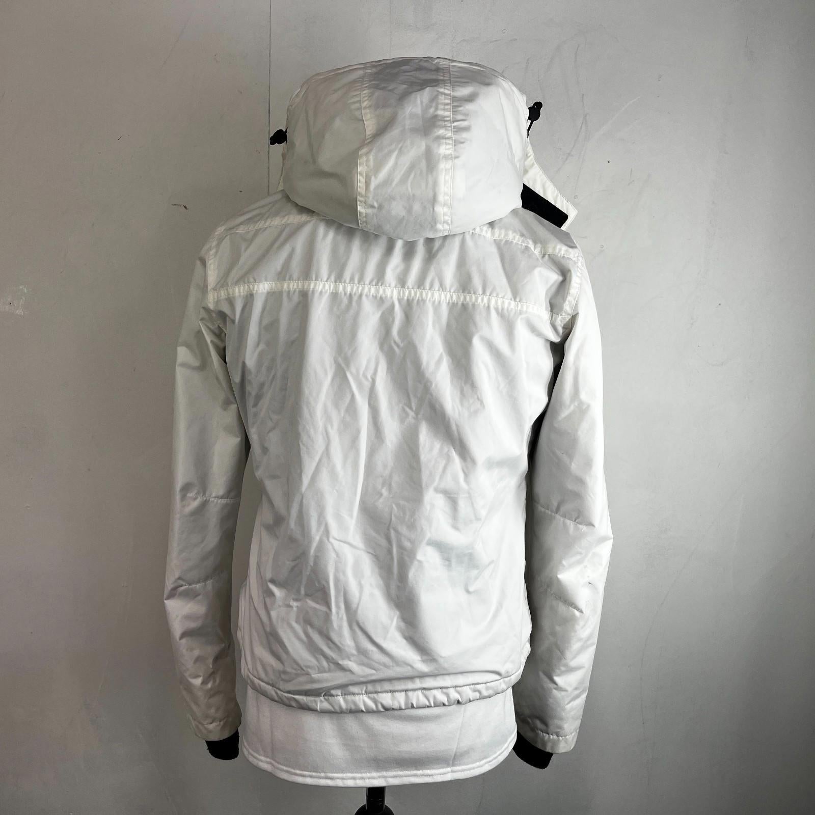 Superdry Women's Waterproof Jacket UK size 14 in White Insulated Hooded Coat