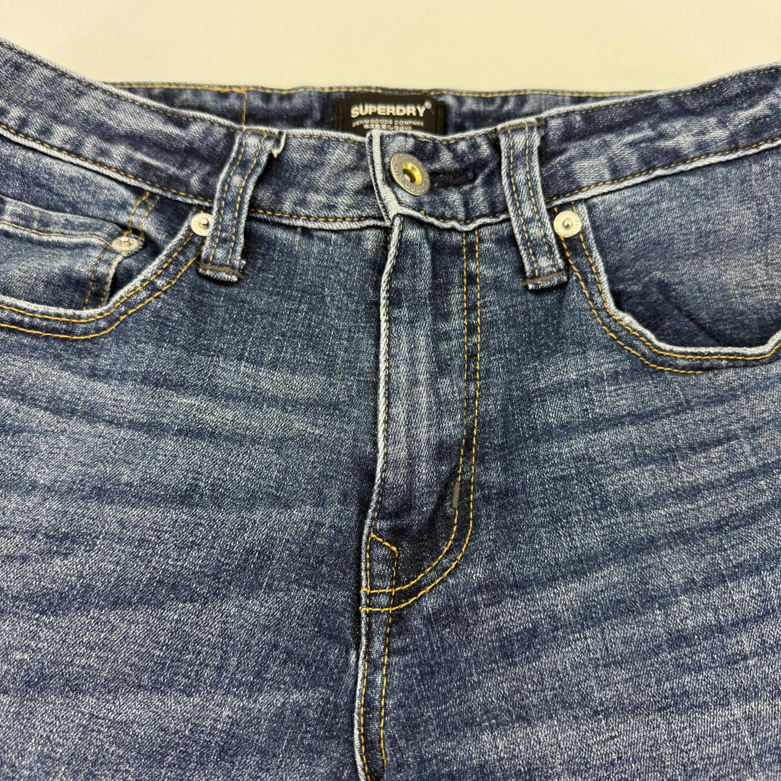 Superdry Tyler 003 Shorts Mens W28" L10" Blue Denim Slim Stretch Zip Fly