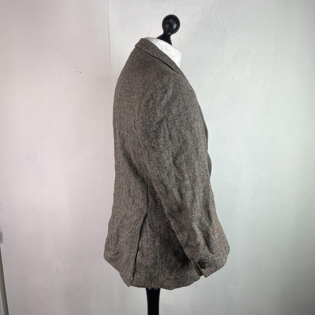Crombie Men's Brown Herringbone Pure Wool Blazer size Medium